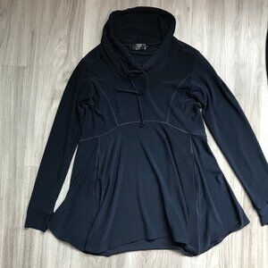 Sympli Blue Tunic Pullover Long Sleeve Pockets Cowl Neck Womens 4